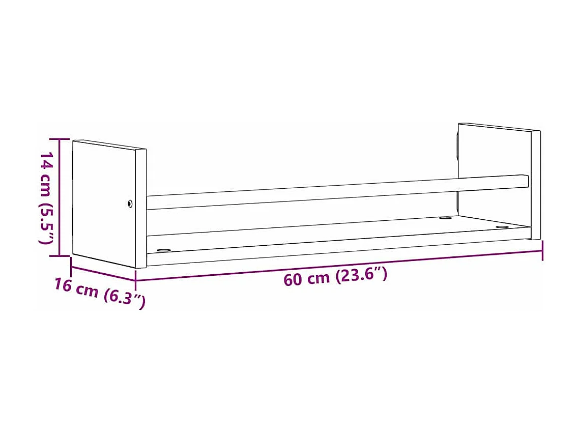 2-delige wandplanken Antiek hout 60x16x14 cm Gereconstrueerd hout