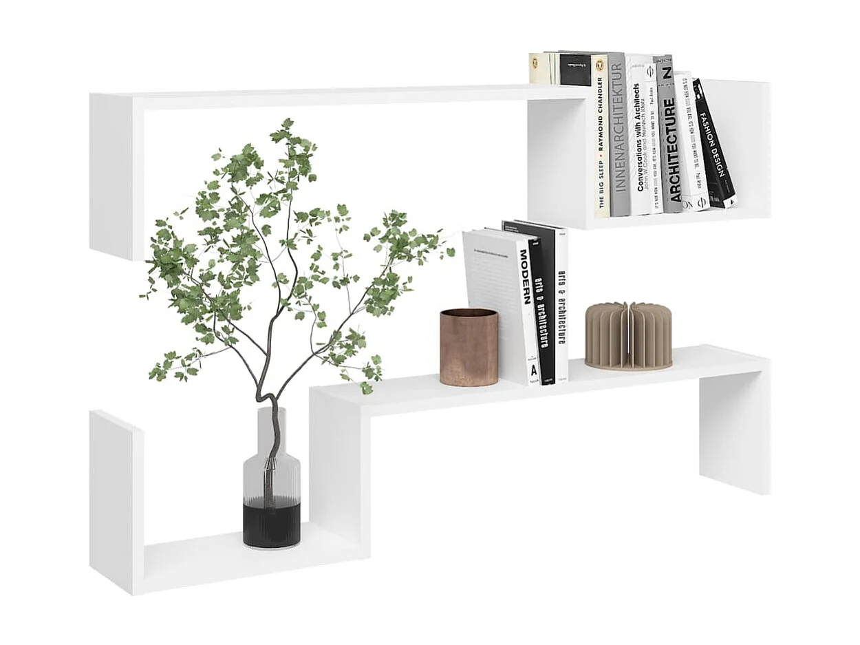 Mensole da parete 2 pezzi bianche 100x15x20 cm in legno ingegnerizzato