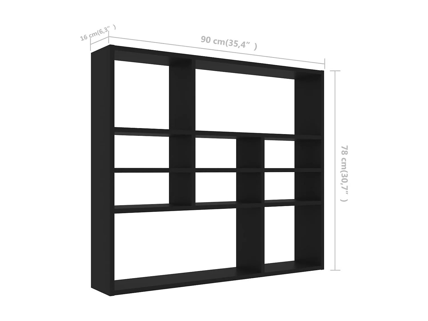 Mensola da parete nera 90x16x78 cm in legno ingegnerizzato