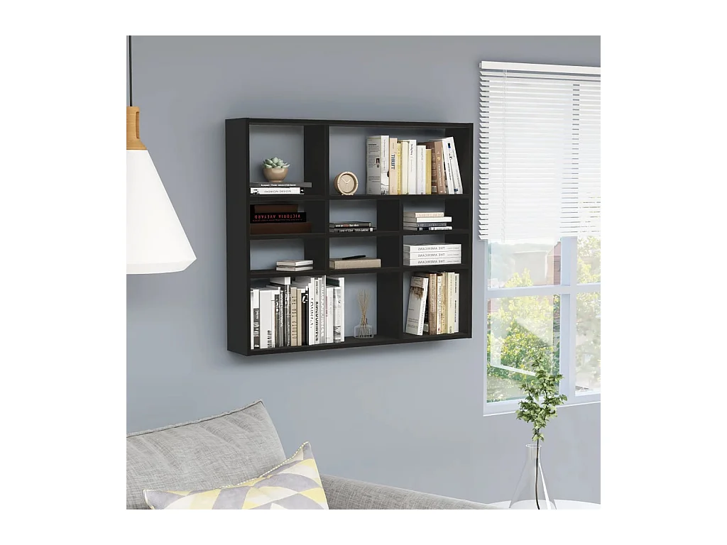 Zwarte wandplank 90x16x78 cm Technisch hout