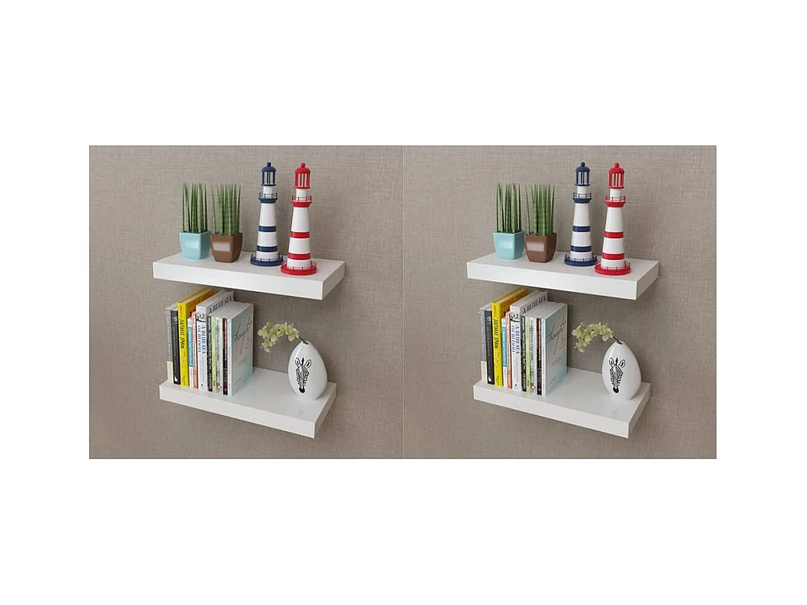 Mensole da parete 4 pezzi Bianco 40 cm