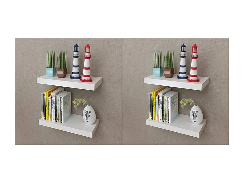 Mensole da parete 4 pezzi Bianco 40 cm