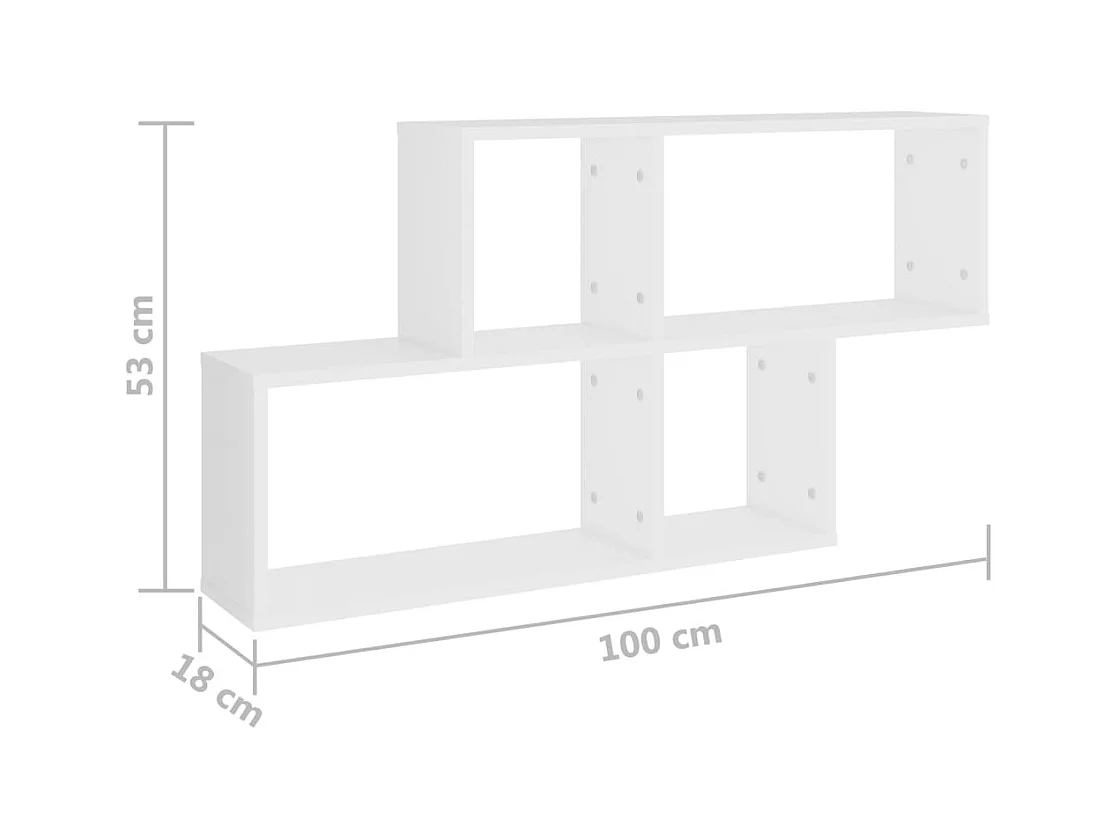 Mensola da parete bianca 100x18x53 cm in legno ingegnerizzato