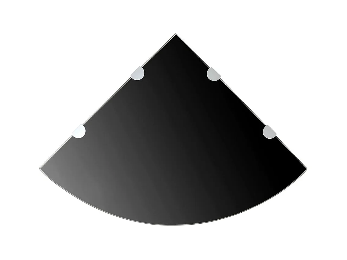 Étagères d'angle 2 pcs et supports chromés Verre Noir 45x45 cm