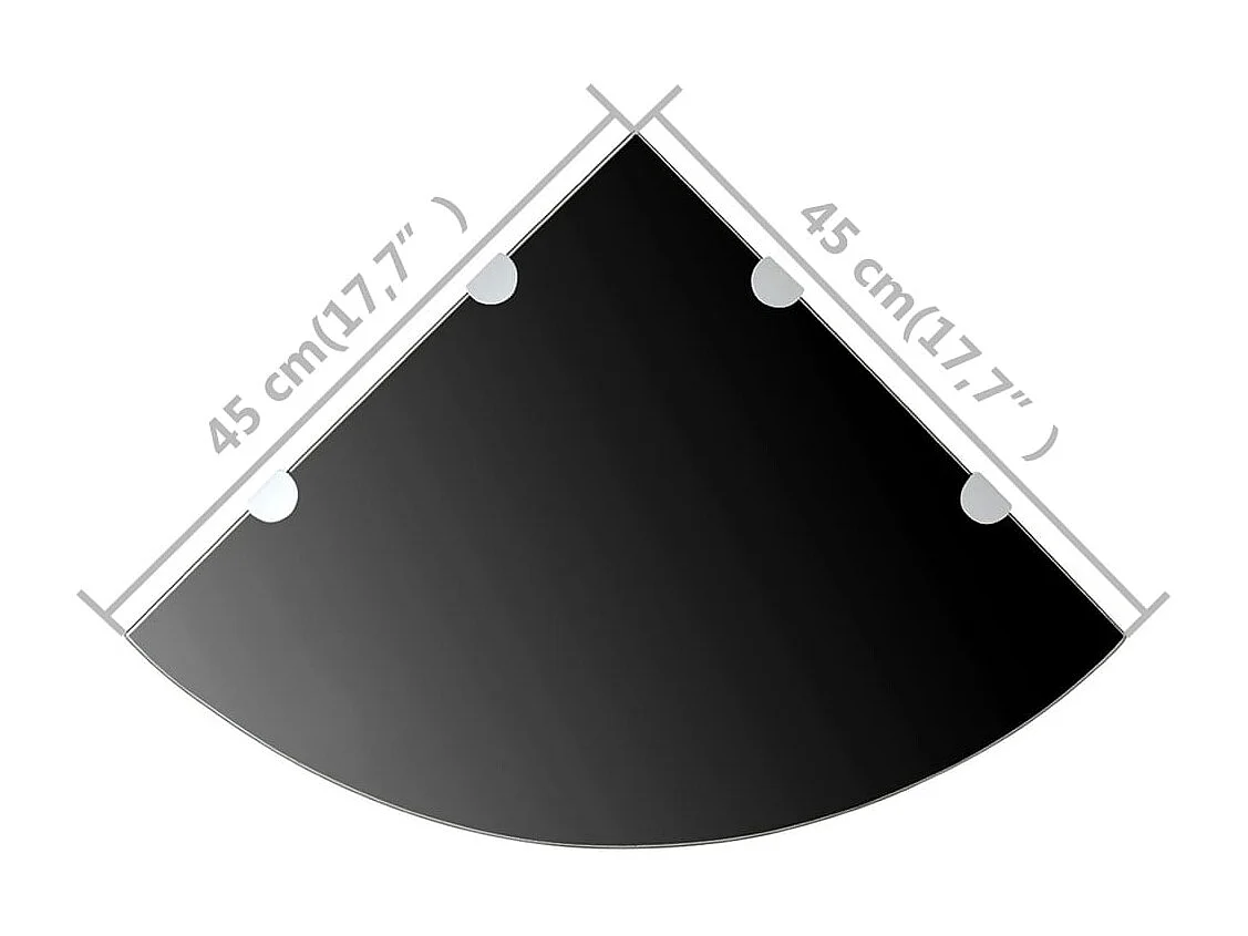Étagères d'angle 2 pcs et supports chromés Verre Noir 45x45 cm