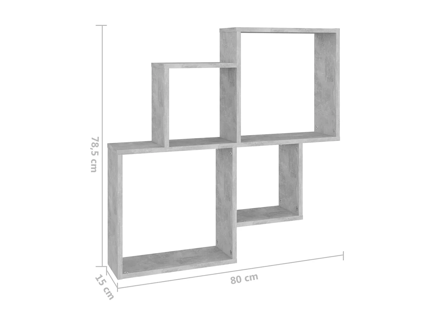 Étagère murale cube Gris béton 80x15x78,5 cm Bois d’ingénierie