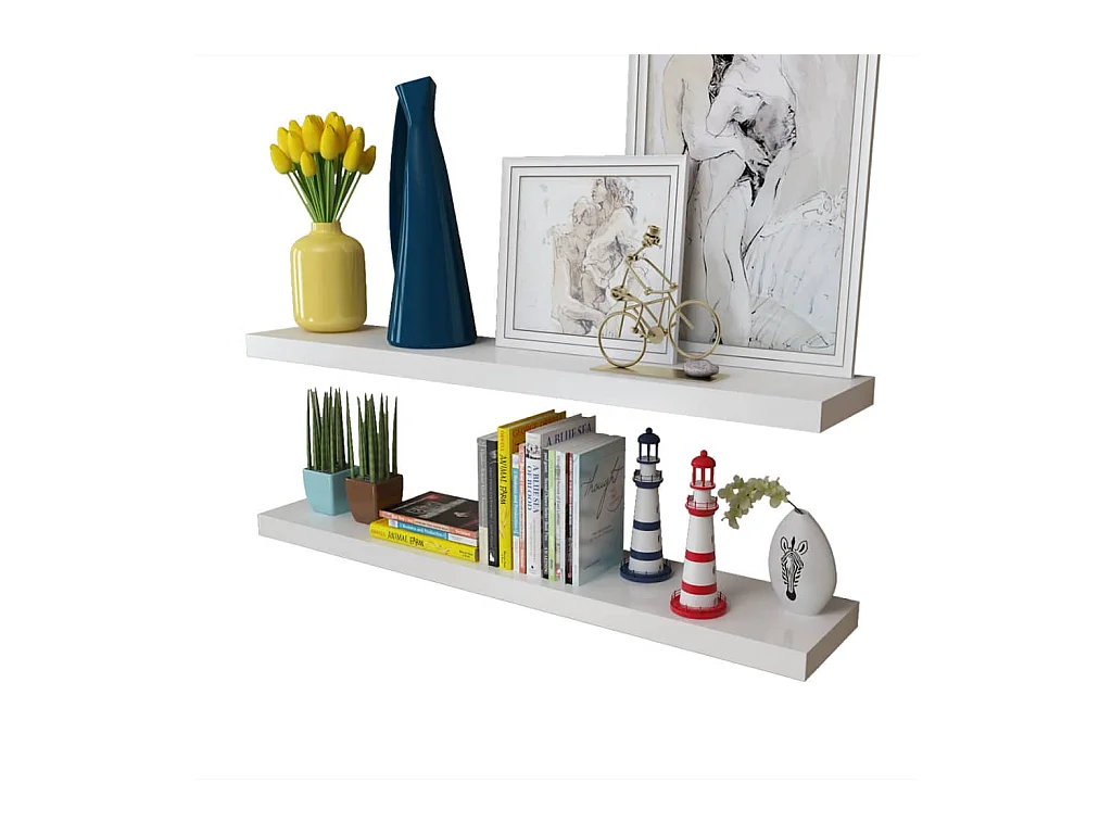 mensole da parete in MDF bianco per libri/DVD