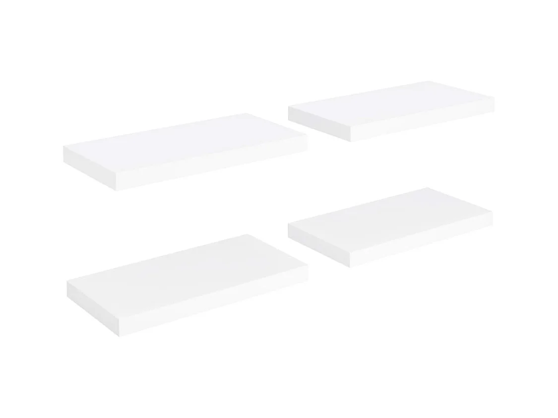 Mensole da parete sospese 4 pezzi Bianco 50x23x3,8 cm MDF