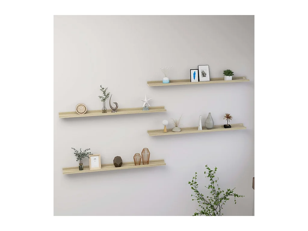 Étagères murales 4 pcs chêne sonoma 100x9x3 cm