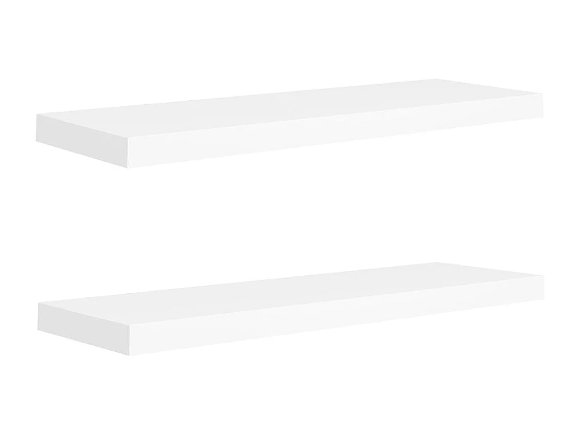 Mensole da parete sospese 2 pezzi bianche 80x23,5x3,8 cm MDF