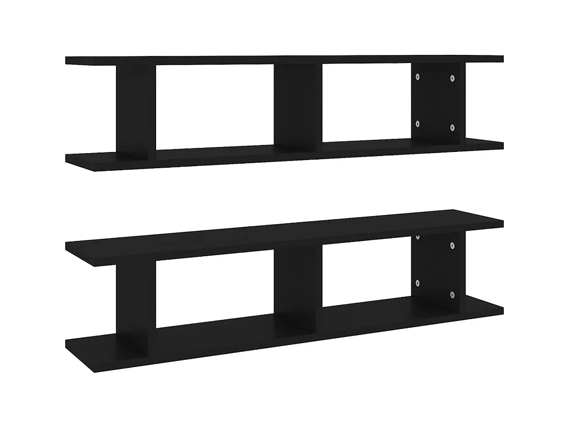 Mensole da parete 2 pz Nero 90x18x20 cm in legno ingegnerizzato