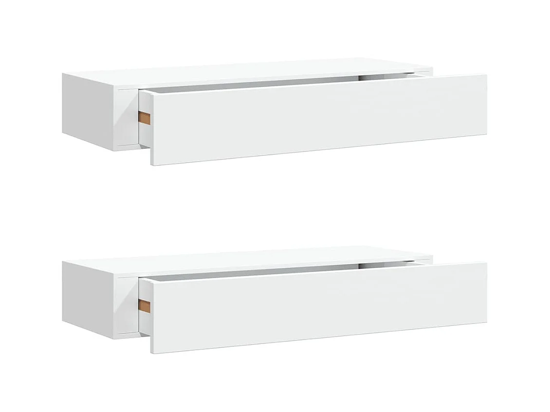 Mensole a muro per cassetti 2 pz Bianco 60x23,5x10 cm MDF