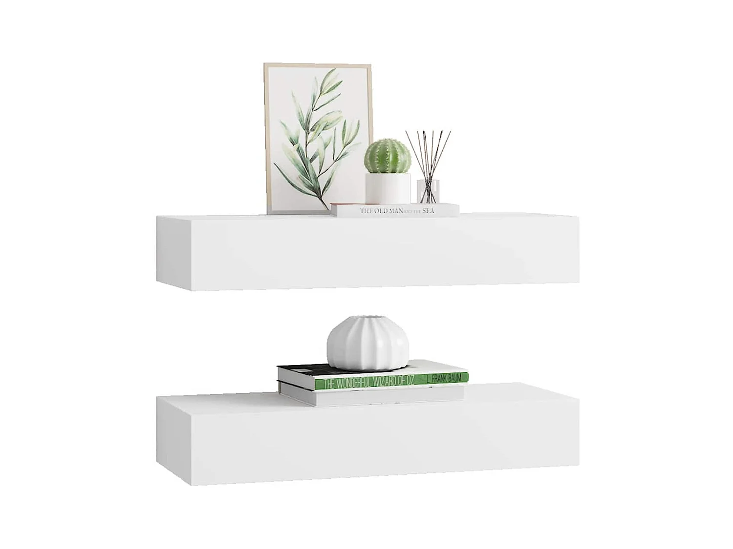 Mensole a muro per cassetti 2 pz Bianco 60x23,5x10 cm MDF