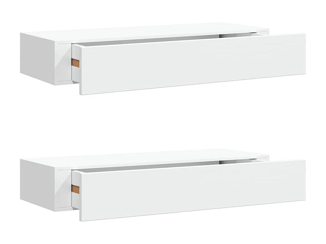 Étagères à tiroirs murales 2 pcs Blanc 60x23,5x10 cm MDF