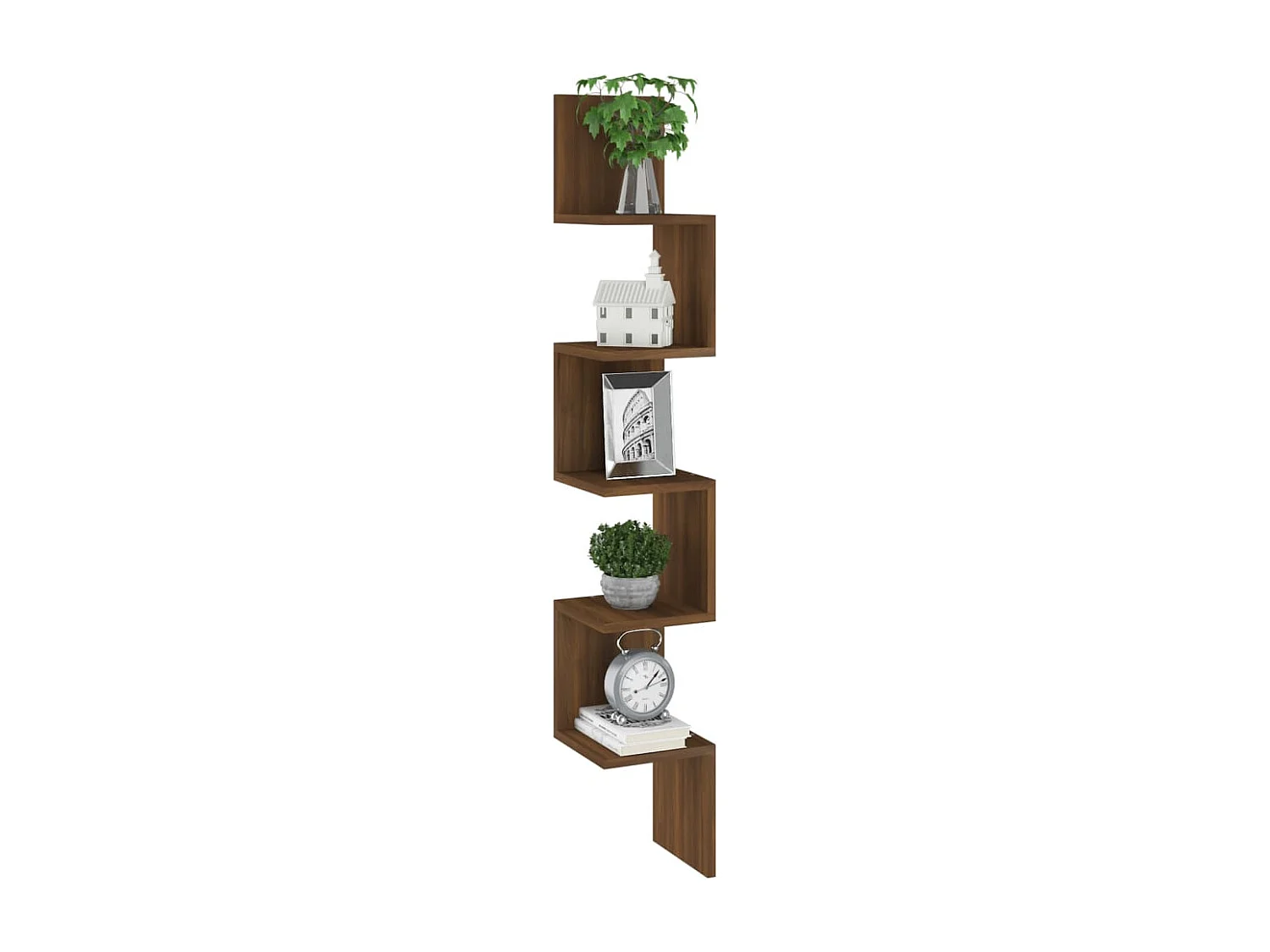 Étagère d'angle murale Chêne brun 20x20x127,5cm Bois ingénierie