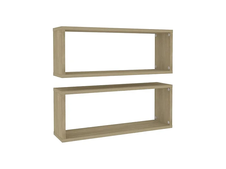 Étagères murales cube 2 pcs Chêne sonoma Bois d’ingénierie