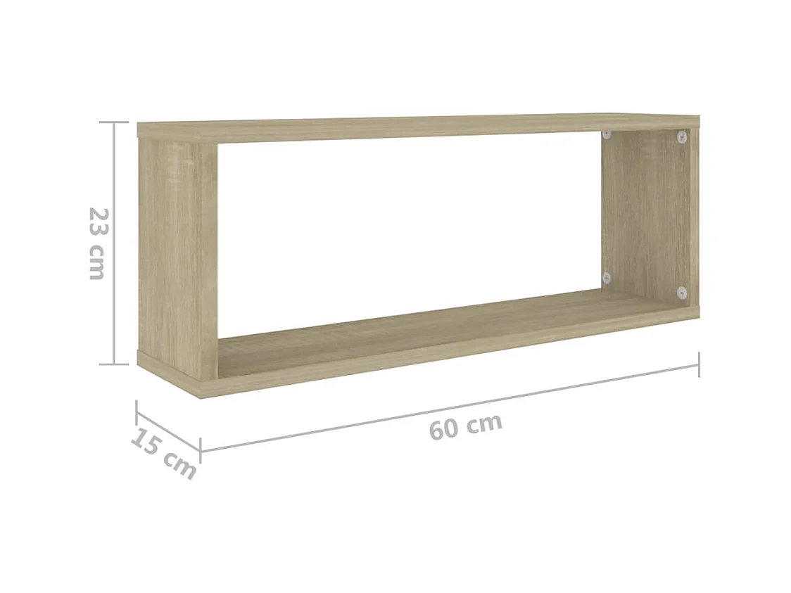 Étagères murales cube 2 pcs Chêne sonoma Bois d’ingénierie
