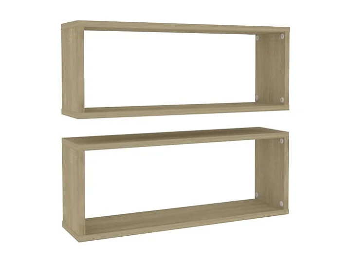 Étagères murales cube 2 pcs Chêne sonoma Bois d’ingénierie