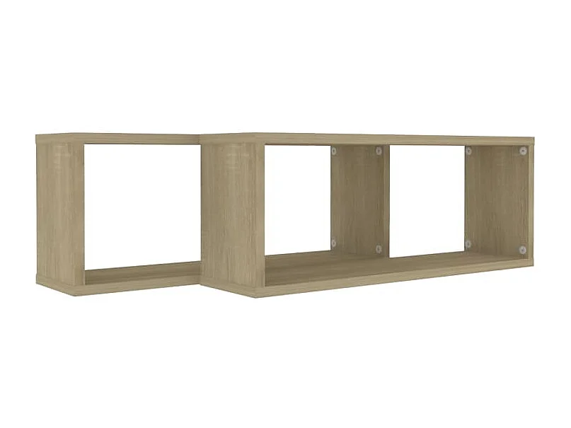 Étagères murales cube 2 pcs Chêne sonoma Bois d’ingénierie