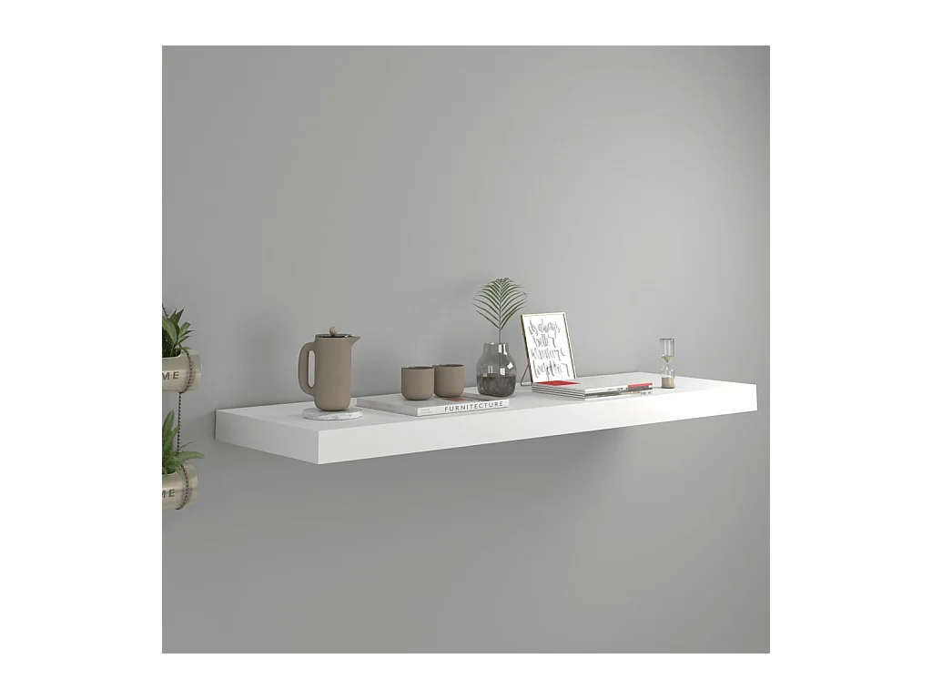 Mensola da parete sospesa bianca 80x23,5x3,8 cm MDF
