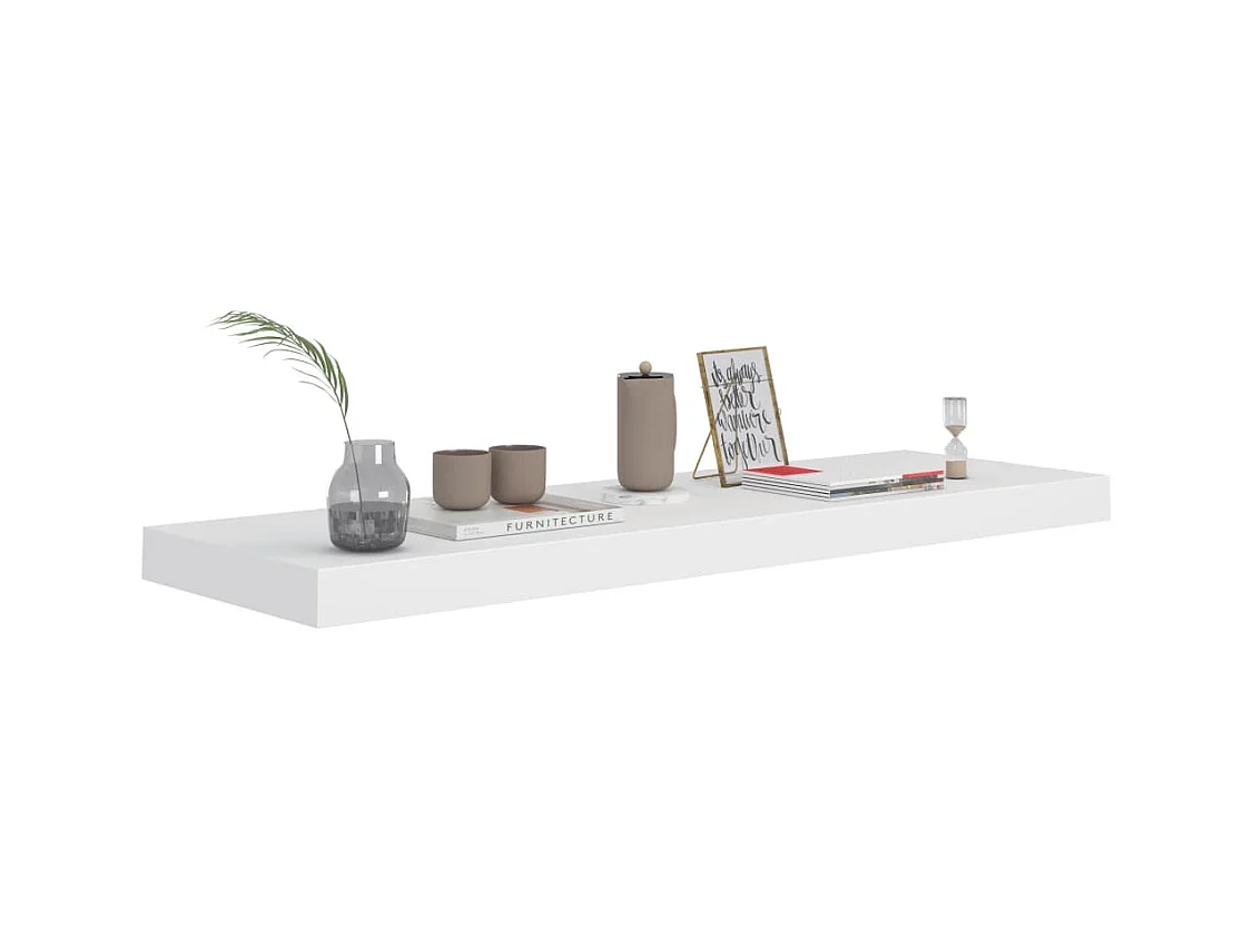 Mensola da parete sospesa bianca 80x23,5x3,8 cm MDF