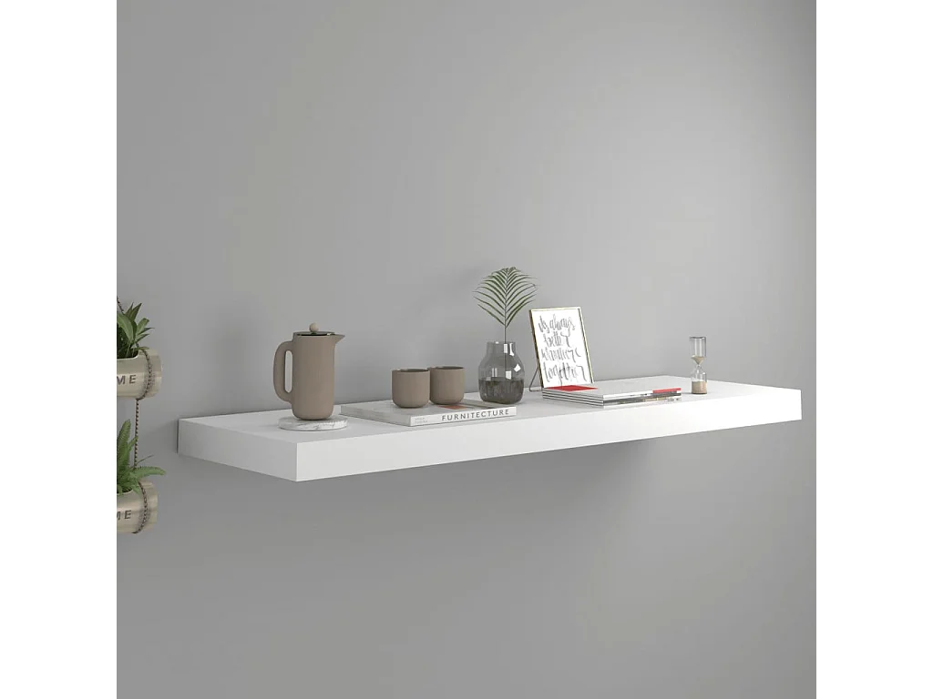 Weißes schwebendes Wandregal 80x23,5x3,8 cm MDF