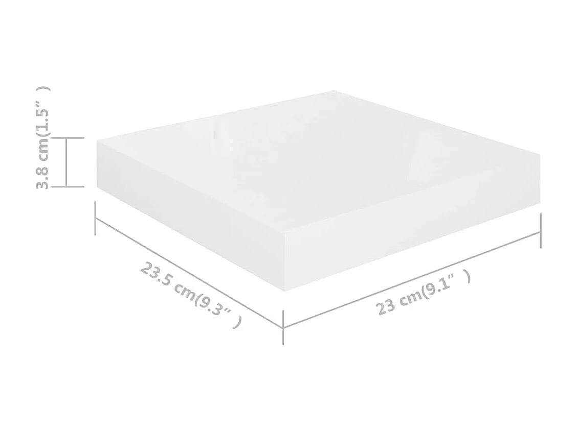 Mensola da parete sospesa 2 pezzi Bianco lucido 23x23,5x3,8cm MDF
