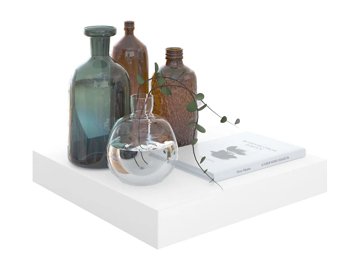 Étagère murale flottante 2 pcs Blanc brillant 23x23,5x3,8cm MDF