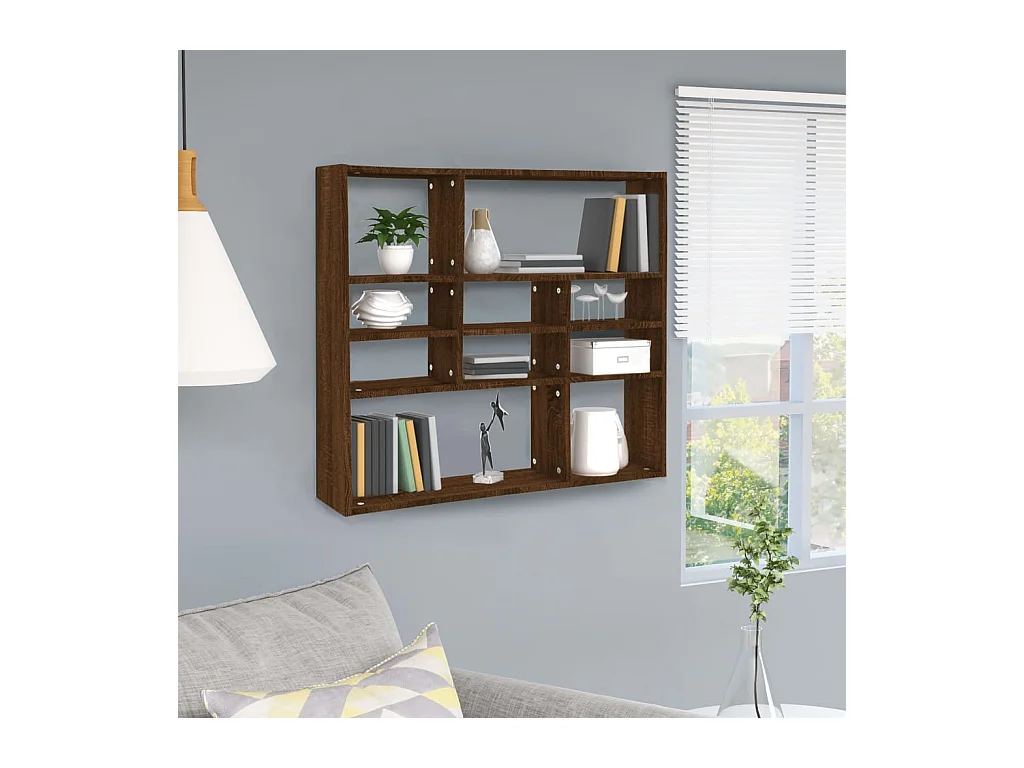 Wandplank Bruin eiken 90x16x78 cm Technisch hout