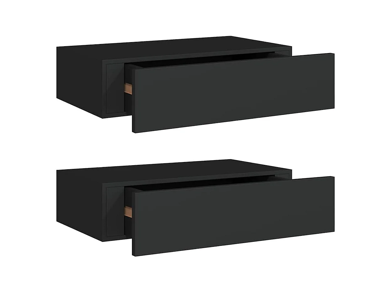 Mensole a muro per cassetti 2 pz nere 40x23,5x10 cm MDF