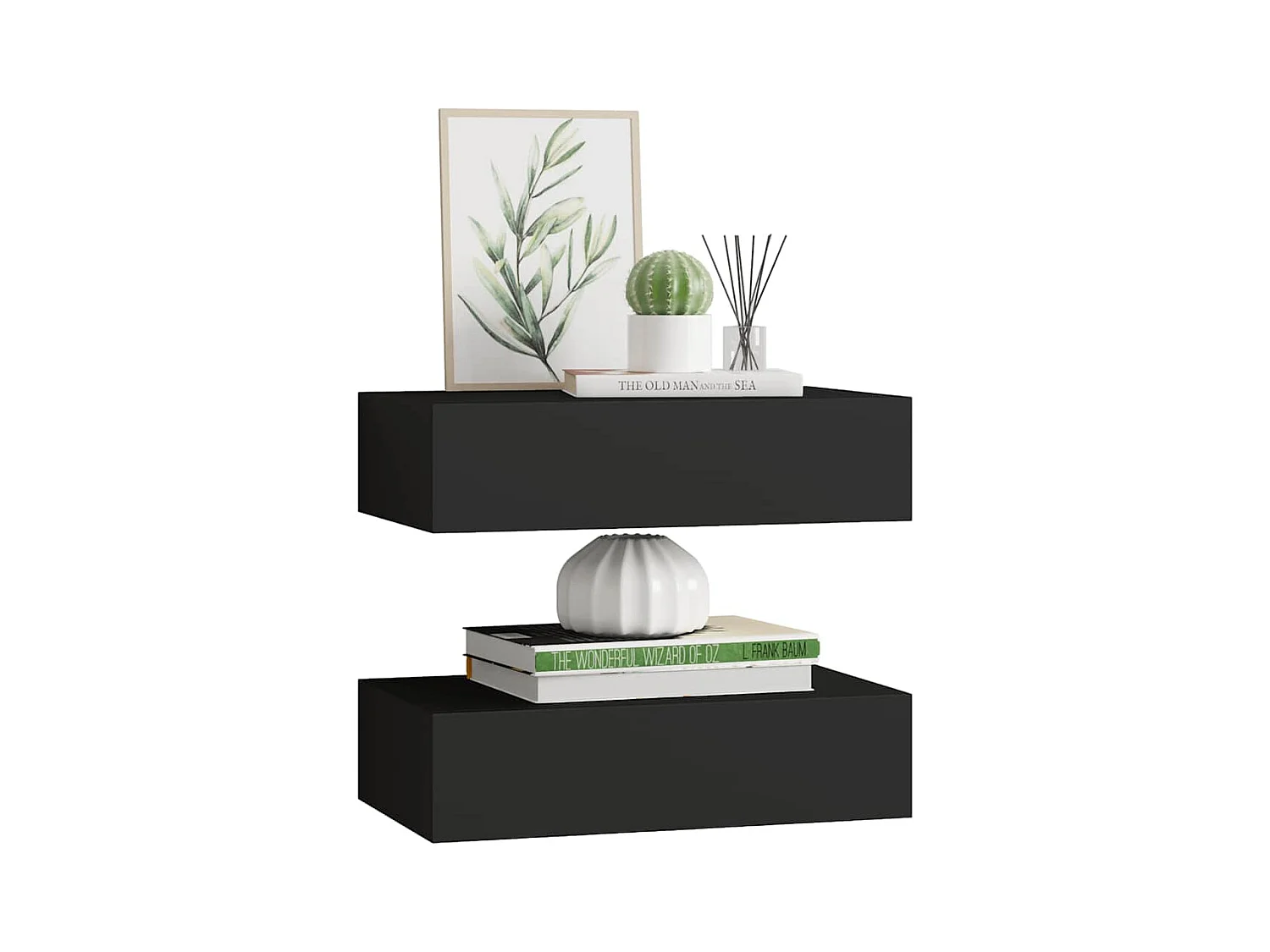 Mensole a muro per cassetti 2 pz nere 40x23,5x10 cm MDF