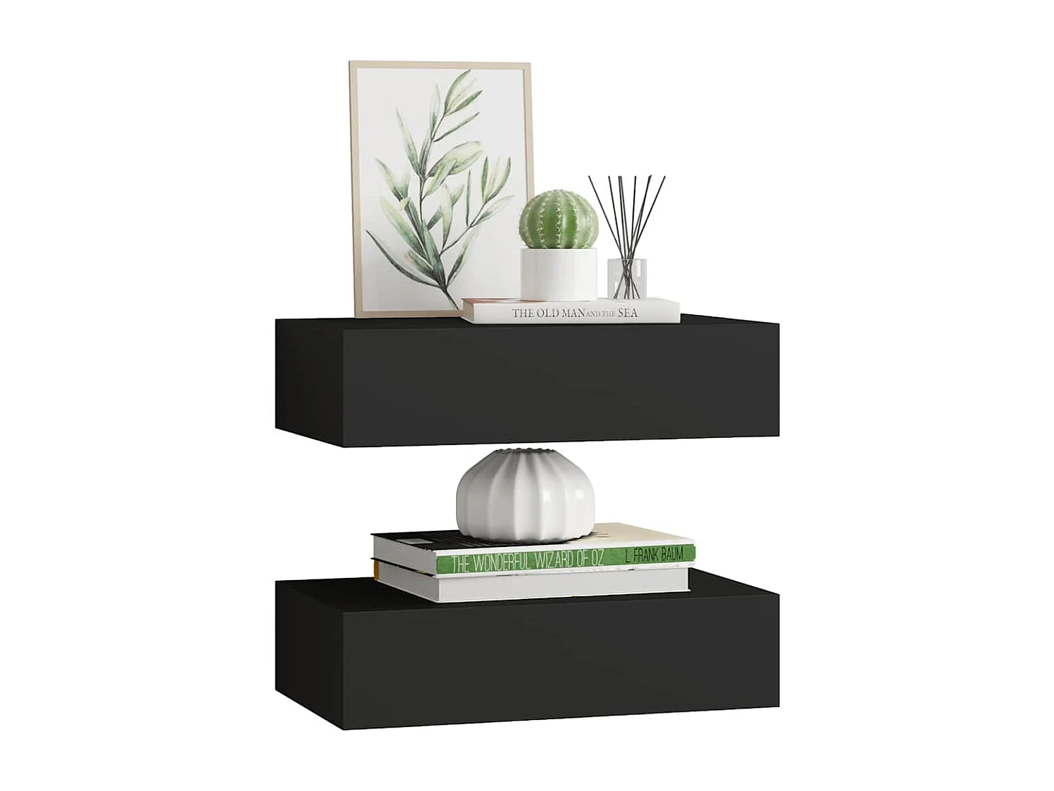 Étagères à tiroirs murales 2 pcs noir 40x23,5x10 cm MDF