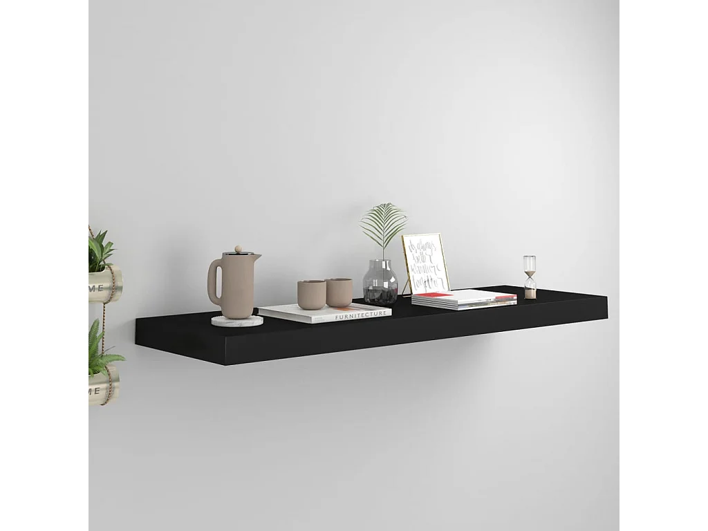 Étagère flottante murale noir 80x23,5x3,8 cm MDF