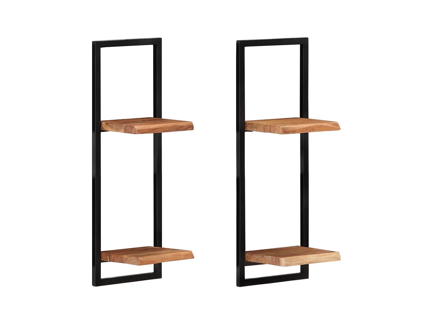Mensole da parete 2 pz 25x25x75 cm Legno di acacia e acciaio