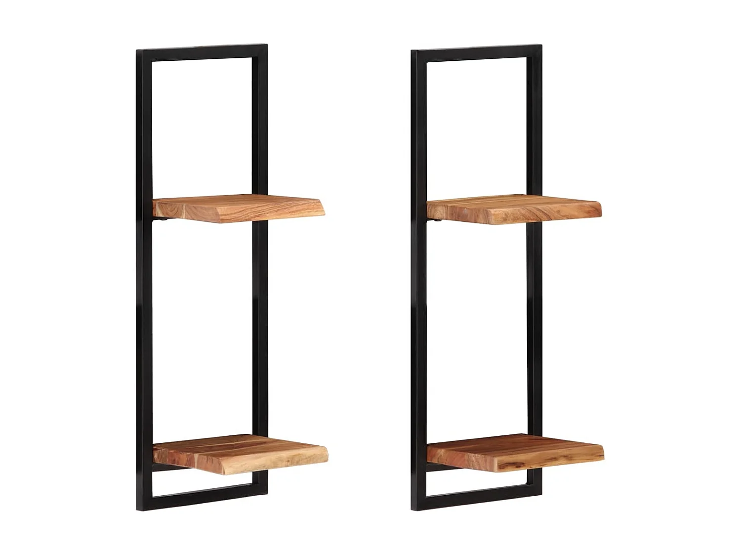 Mensole da parete 2 pz 25x25x75 cm Legno di acacia e acciaio