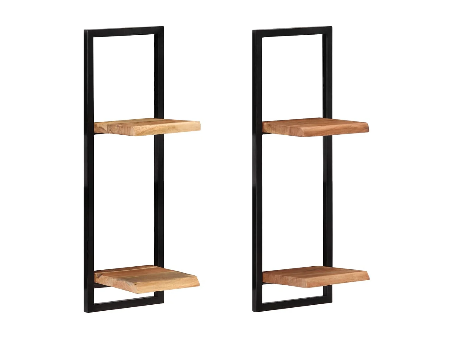 Mensole da parete 2 pz 25x25x75 cm Legno di acacia e acciaio