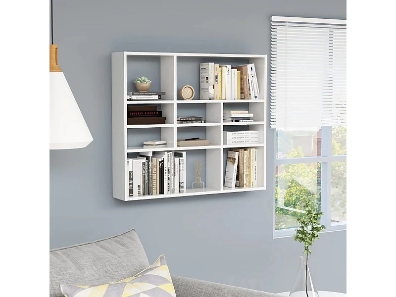 Wandplank Glanzend wit 90x16x78 cm Technisch hout