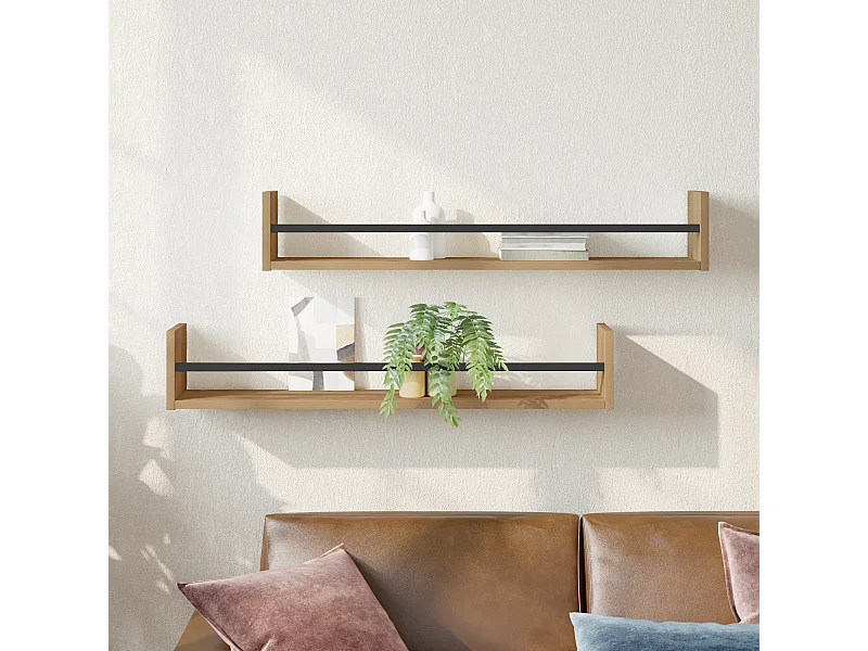 Étagères murales 2 pcs Chêne 80x16x14 cm Bois traité