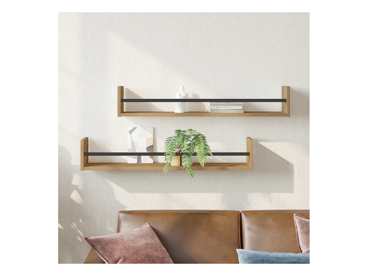 Étagères murales 2 pcs Chêne 80x16x14 cm Bois traité