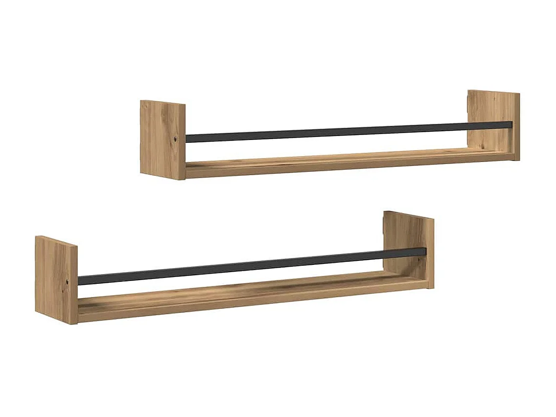 Étagères murales 2 pcs Chêne 80x16x14 cm Bois traité