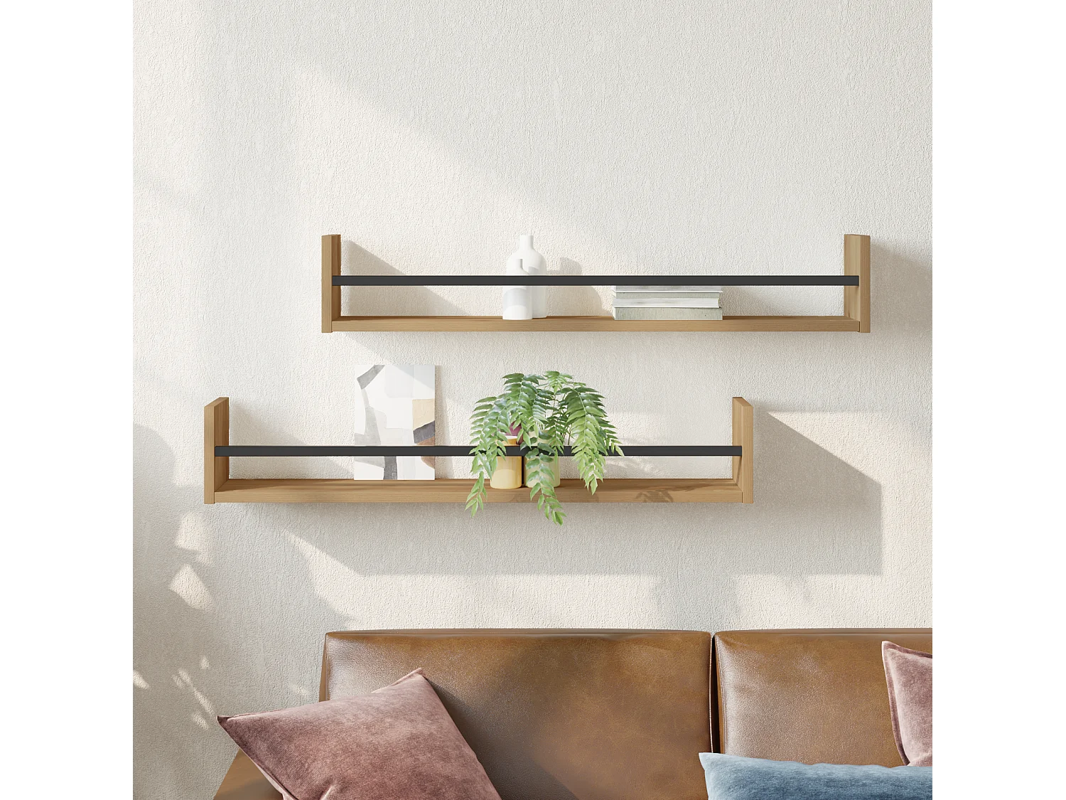 Estantes de pared 2 uds Roble 80x16x14 cm Madera tratada