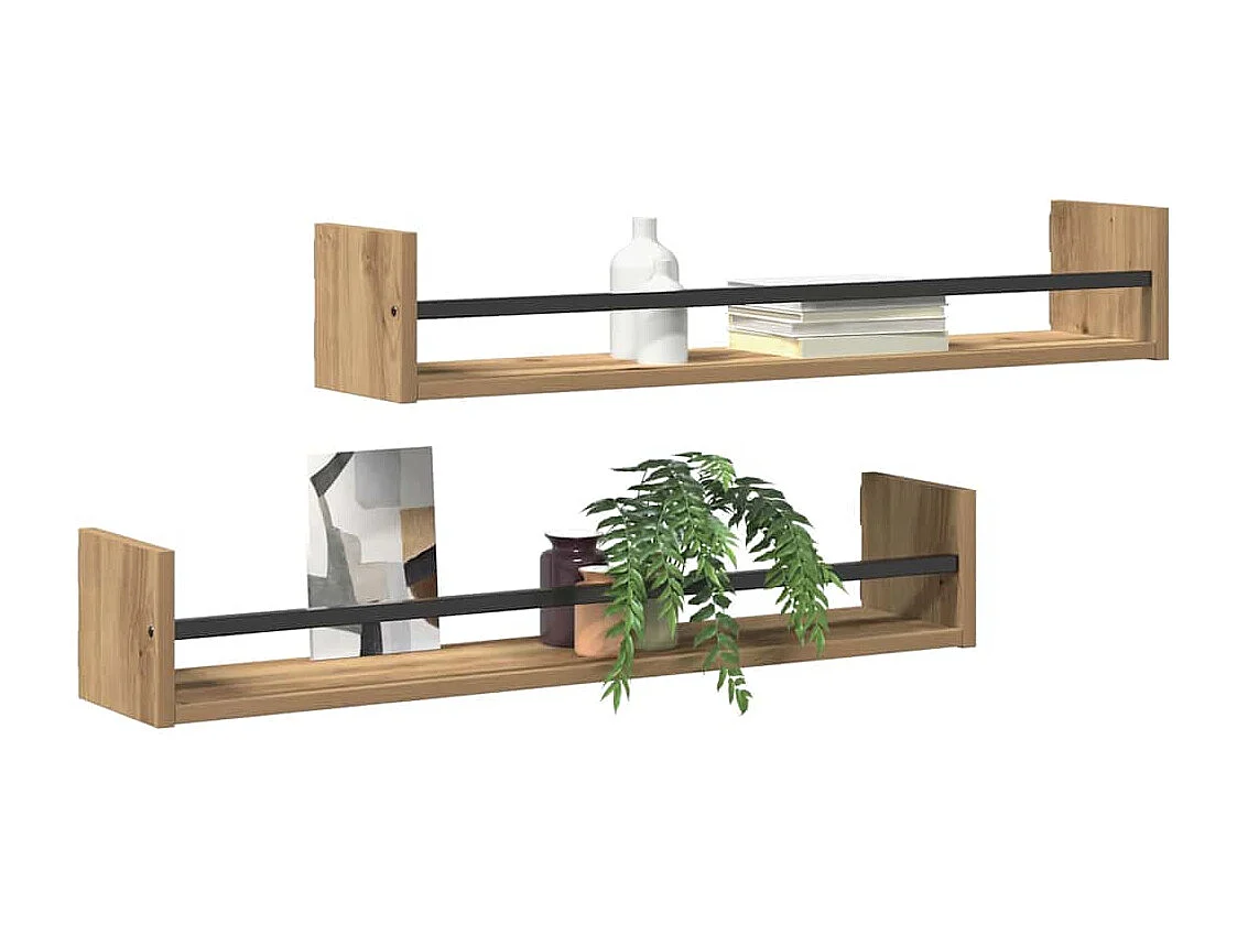 Estantes de pared 2 uds Roble 80x16x14 cm Madera tratada
