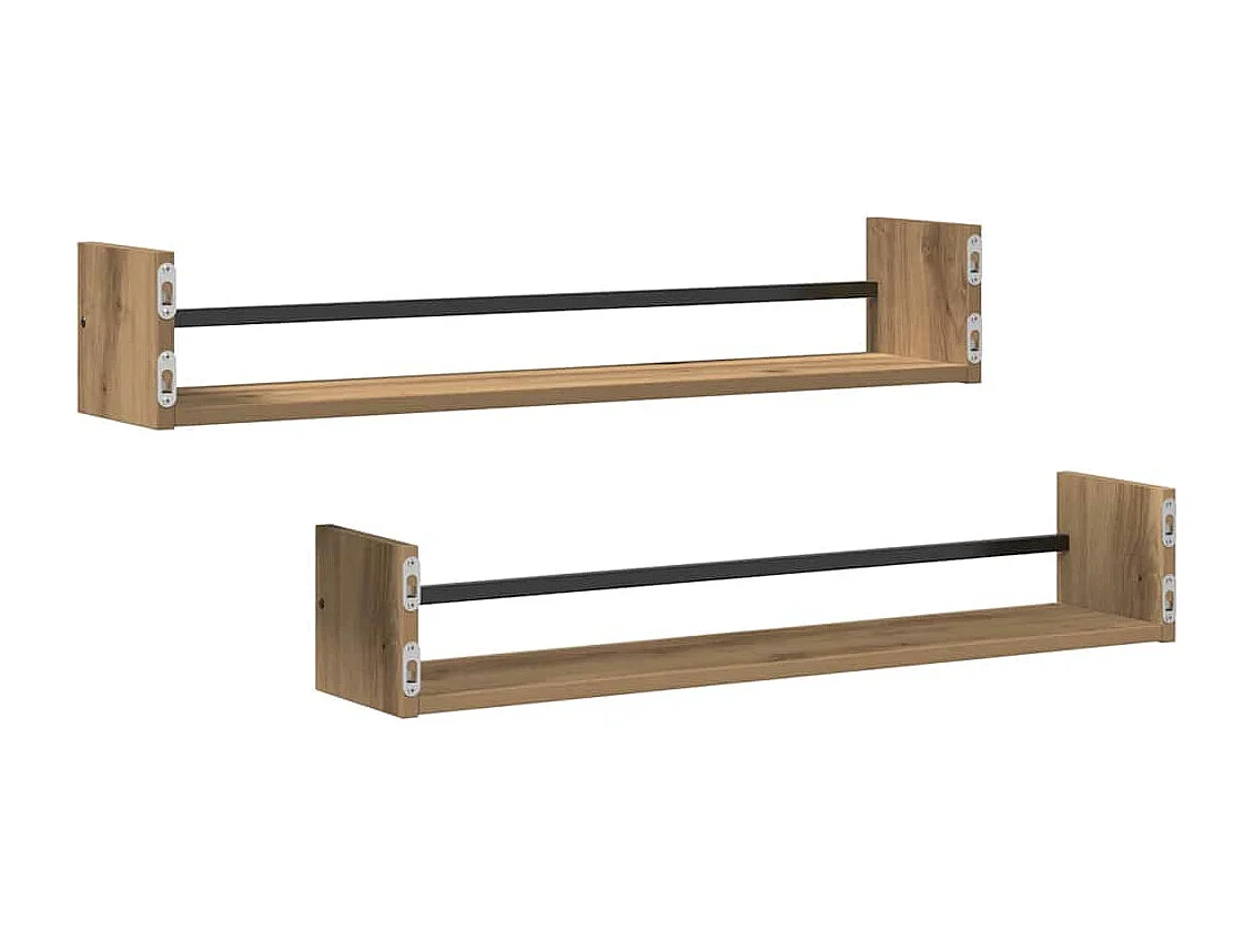 Estantes de pared 2 uds Roble 80x16x14 cm Madera tratada