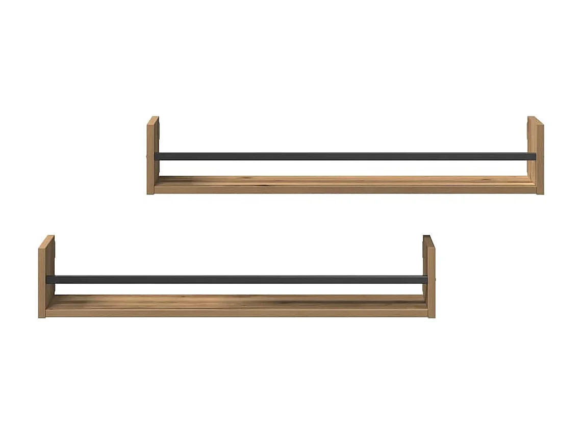 Estantes de pared 2 uds Roble 80x16x14 cm Madera tratada