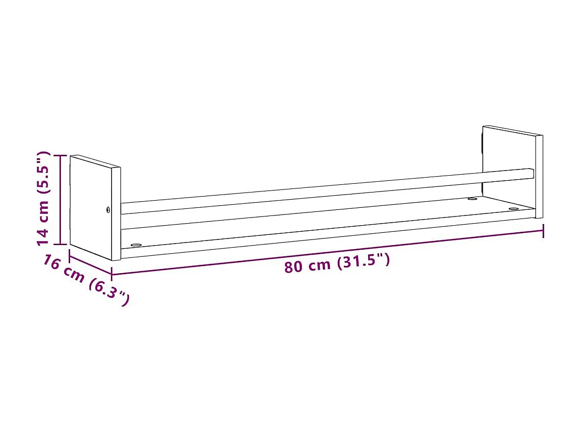 Estantes de pared 2 uds Roble 80x16x14 cm Madera tratada