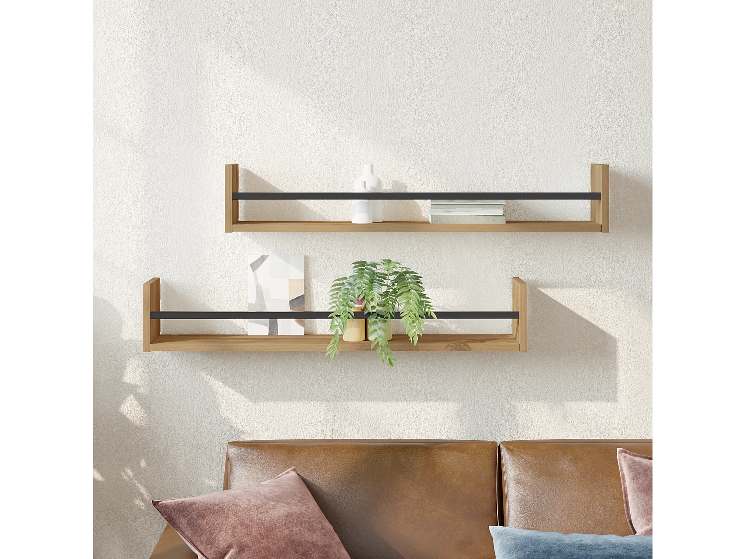 Étagères murales 2 pcs Chêne 80x16x14 cm Bois traité