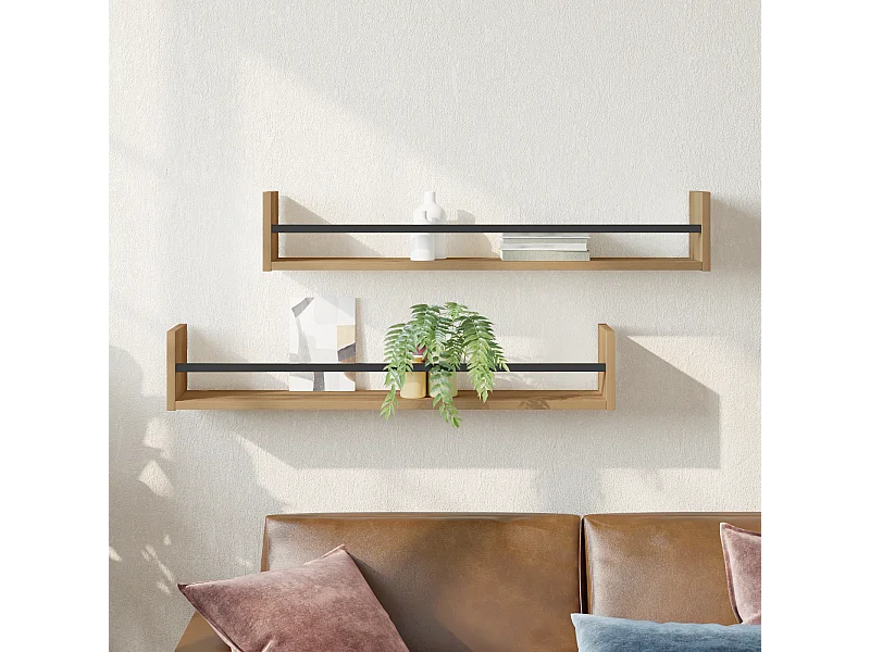 Étagères murales 2 pcs Chêne 80x16x14 cm Bois traité