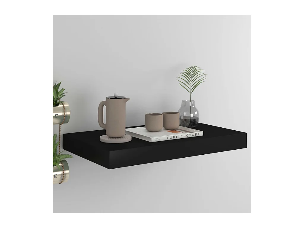 Mensola da parete sospesa nera 40x23x3,8 cm MDF