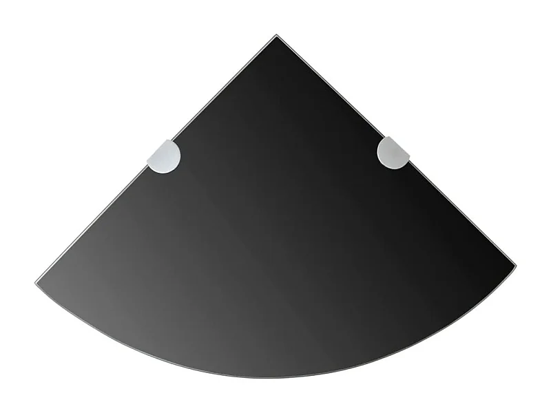 mensole angolari e staffe cromate in vetro nero 35x35 cm