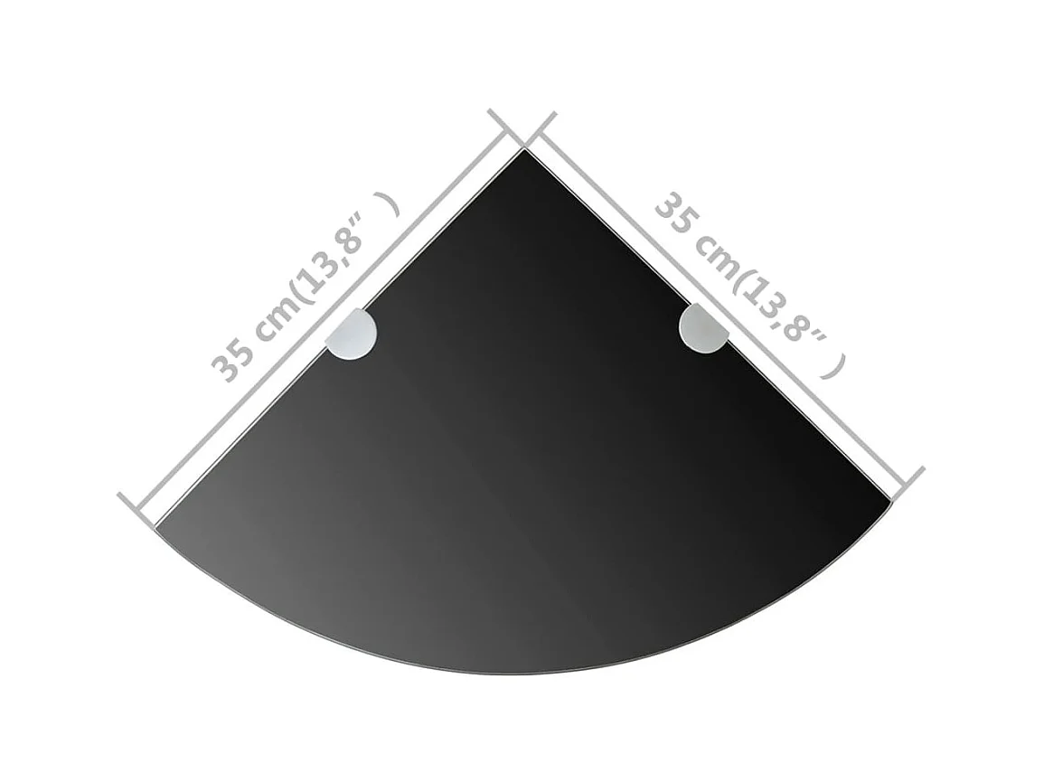 mensole angolari e staffe cromate in vetro nero 35x35 cm